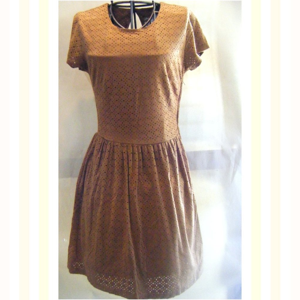Brown Cutwork Dress Mimi Chica Faux Suede Size XS